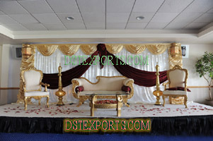 LATEST ASIAN WEDDING GOLD FURNITURE STAGE