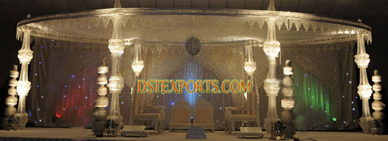 WEDDING CRYSTAL ROUND SIX PILLAR MANDAP