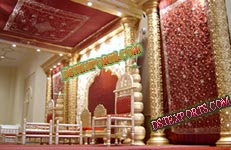 WEDDING NEW GOLDEN CARVED PILLARS STAGE