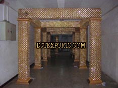 LATEST WEDDING GOLDEN CRYSTAL SQUARE MANDAP