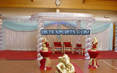 NEW WEDDING SILVER METAL CRYSTAL MANDAP