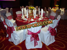WEDDIN RED TISSUE SASHAS WITH  CHAIR COVERS