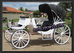WHITE VICTORIA CARRIAGE WITH BLACK HOOD