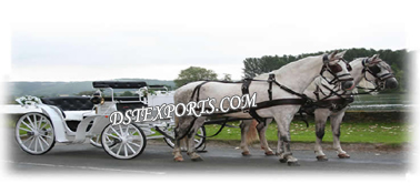 WEDDING WHITE VICTORIA HORSE DRAWN CARRIAGE