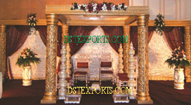 WEDDING GOLDEN CARVED SQUARE MANDAP