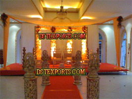 WEDDING AISLEWAY  GOLDEN  PILLARS WITH GANESHA