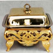 BRASS EMBOSED RECTANGULAR CHEFFING DISHES