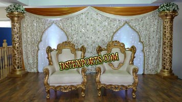 WEDDING STAGE SILVER EMBRODRIED BACKDROP