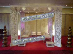 INDIAN WEDDING WHITE CARVED MANDAP SET