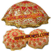 WEDDING DECORATED RED AND GOLD UMBRELLA
