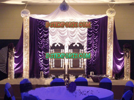 ASIAN WEDDING STAGE WITH CRYSTAL PILLARS
