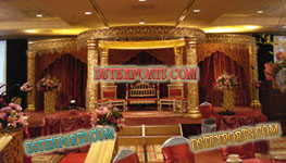 INDIAN WEDDING GOLDEN CARVED FIBER MANDAP SET