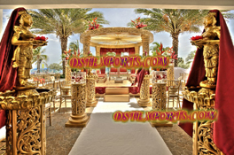 INDIAN WEDDING GOLDEN CARVING MANDAP