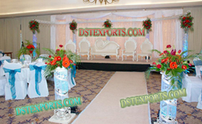 ASIAN WEDDING SILVER CRYSTAL PILLARS STAGE