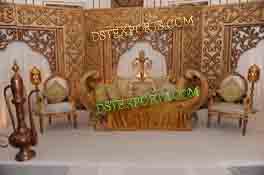 ROYAL WEDDING GOLDEN CARVED STAGE