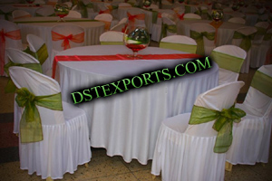 BANQUETHALL CHAIR COVERS WITH MEHANDI SHASHS