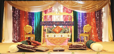 MEHANDI  STAGE  WITH GOLDEN SWING