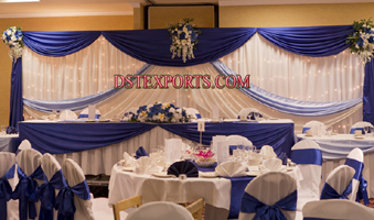 WEDDING STAGE WHITE BLUE BACKDROP SET