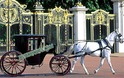 COVERED BLACK HORSE DRAWN CARRIAGE