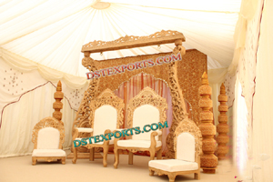 INDIAN WEDDING WOODEN CARVED STAGE SET