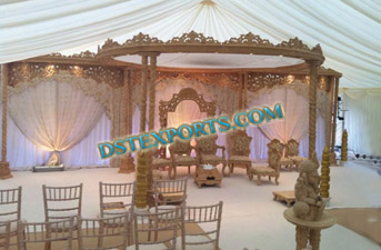 WEDDING WOODEN DOUBLE PILLAR MANDAP SET