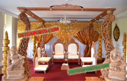 FOUR PILLAR WOODEN PEACOCK MANDAP