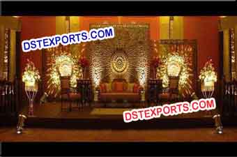 Wedding Stage Golden Carved Back Drop Panel