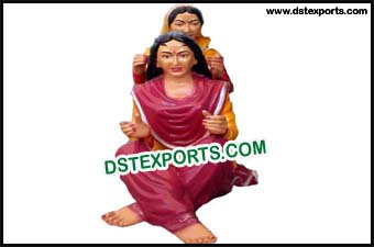 Punjabi Lady With Comb FRP Statues