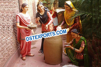 Punjabi Culture Tandoor Lady Statues