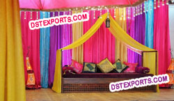 MUSLIM WEDDING COLOURFUL MEHANDI STAGE SET
