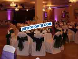 WEDDING CHAIR COVER WITH BLACK SASHAS