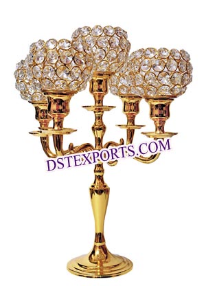 Wedding Brass Metal Crystal Candelabra