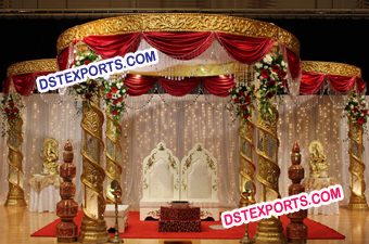 New Design Wedding Gold Fiber Crystal Mandap