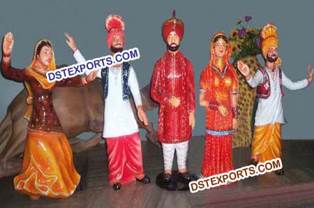 Fiber Punjabi Cultural Statues Figures