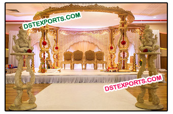 Hand Carved Wood Mandap Set