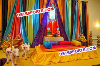 Indian Wedding Mehandi Sangeet Stage Set