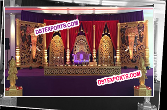 Royal Wedding Golden Carved Stage Set