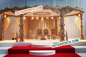 Hand Carved Wooden Wedding Mandap Set