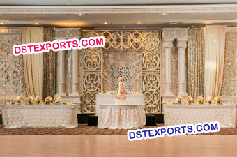 Roman Pillar Wedding Reception Stage setup