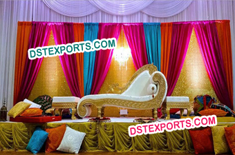 Multicolor Backdrop And Furniture For Sangeet