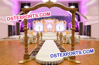 Indian Wedding Designer Wooden Pillars Gate