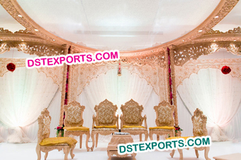 Indian Wedding Hand Craved Mandap Chairs Set