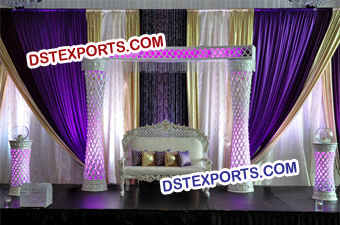 Asian Wedding Crystal Pillar Stage Decors