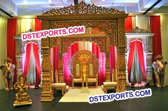 Wedding Golden Carved Bollywood Mandap