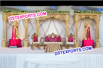 Wooden Carved Pillar Stage