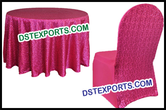 Wedding Glitter Fuchsia Squin Chair Cover