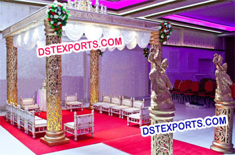 Golden Carved Cut Work Design Wedding Mandap