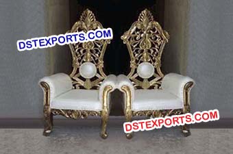 Royal Throne Chair In Gold and Cream