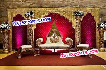 Gold Wedding Stage With Cutout Backdrop