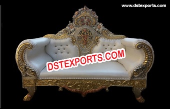 Wedding Brass Metal Carved Maharaja Sofa